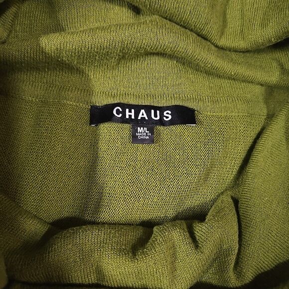 Chaus Sweater Poncho Shawl Top SzM/L Green Oversized Knit Cowl Boho Chic Pacha - Picture 15 of 16